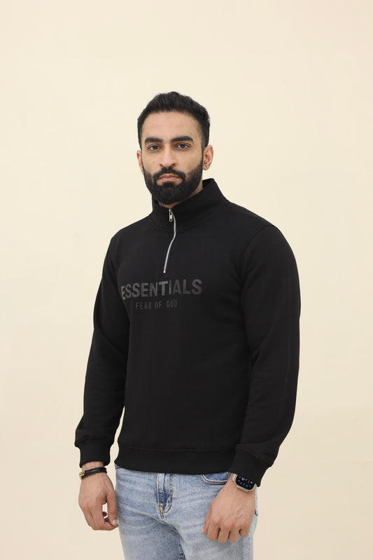 Essential Mock neck zipper - Black