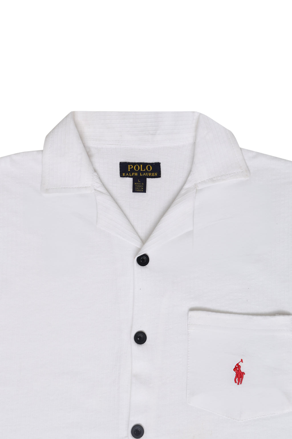 Men’s R-L Cuban Collar Shirt – Textured - White