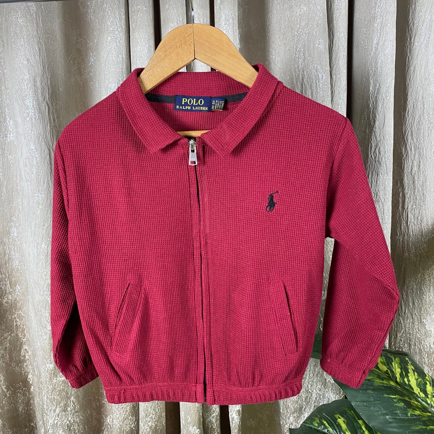 RL - Kids Zipper Waffle Textured - Red