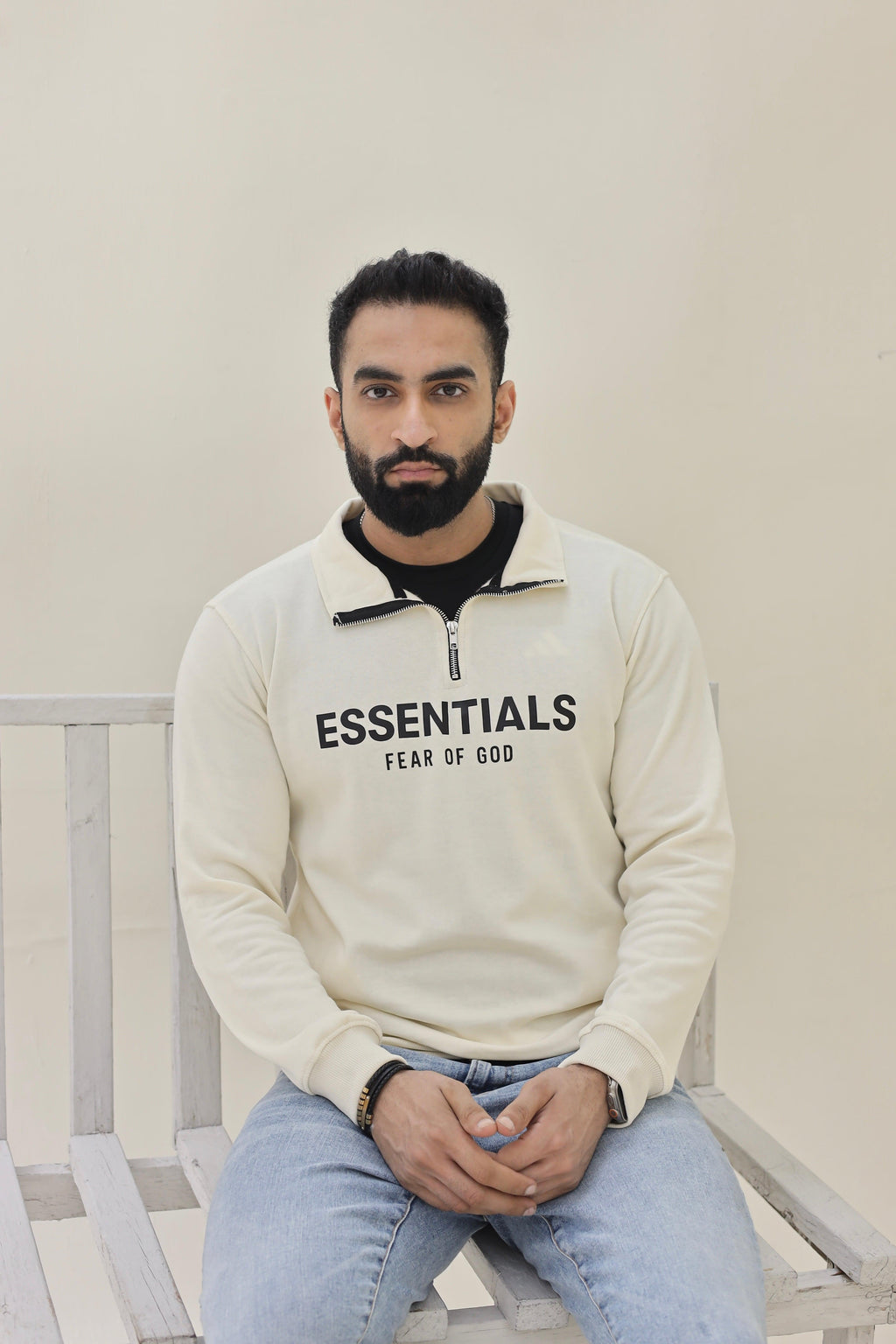 Essential Mock neck zipper - Creme