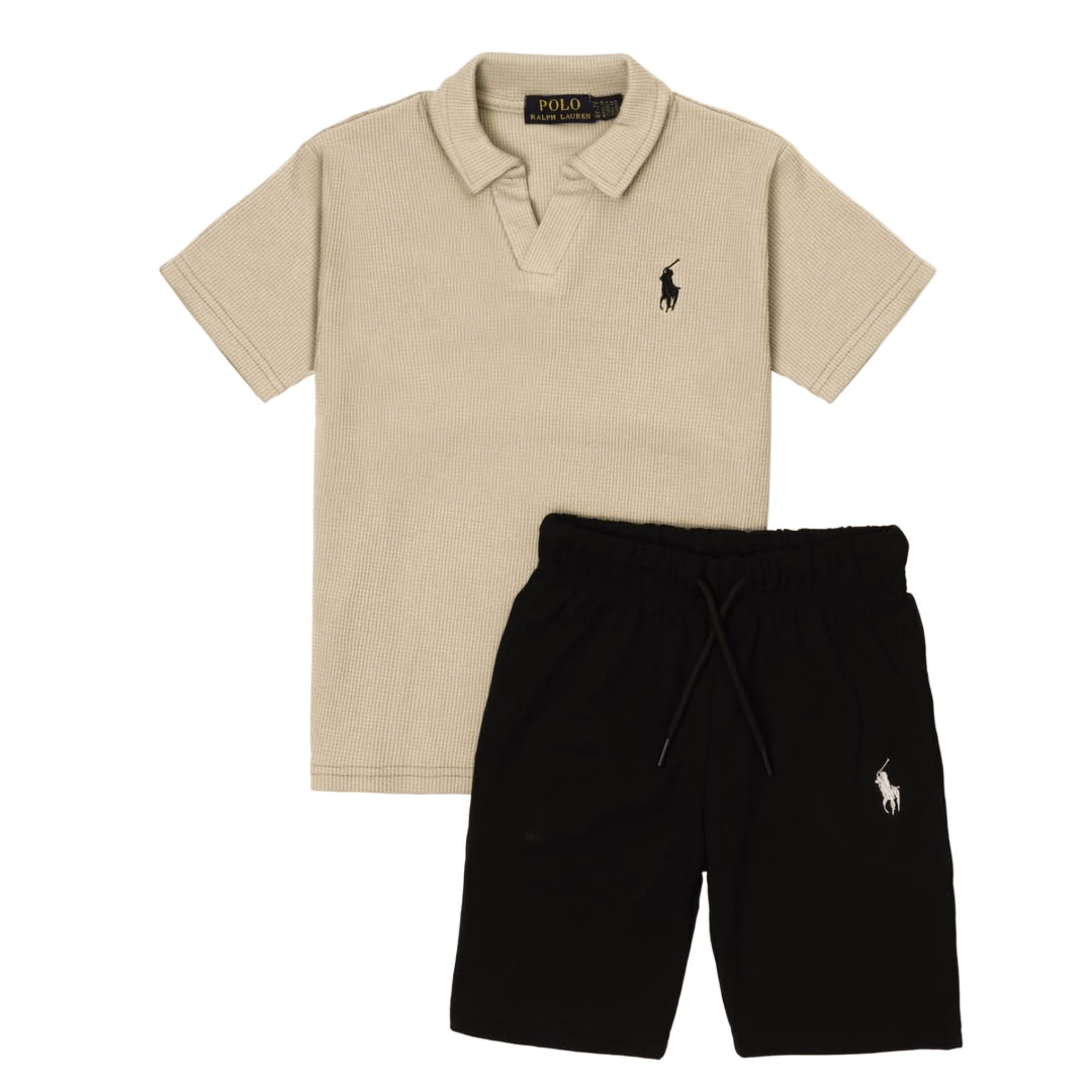 RL Kids Twinset Waffle Textured - Beige&Black