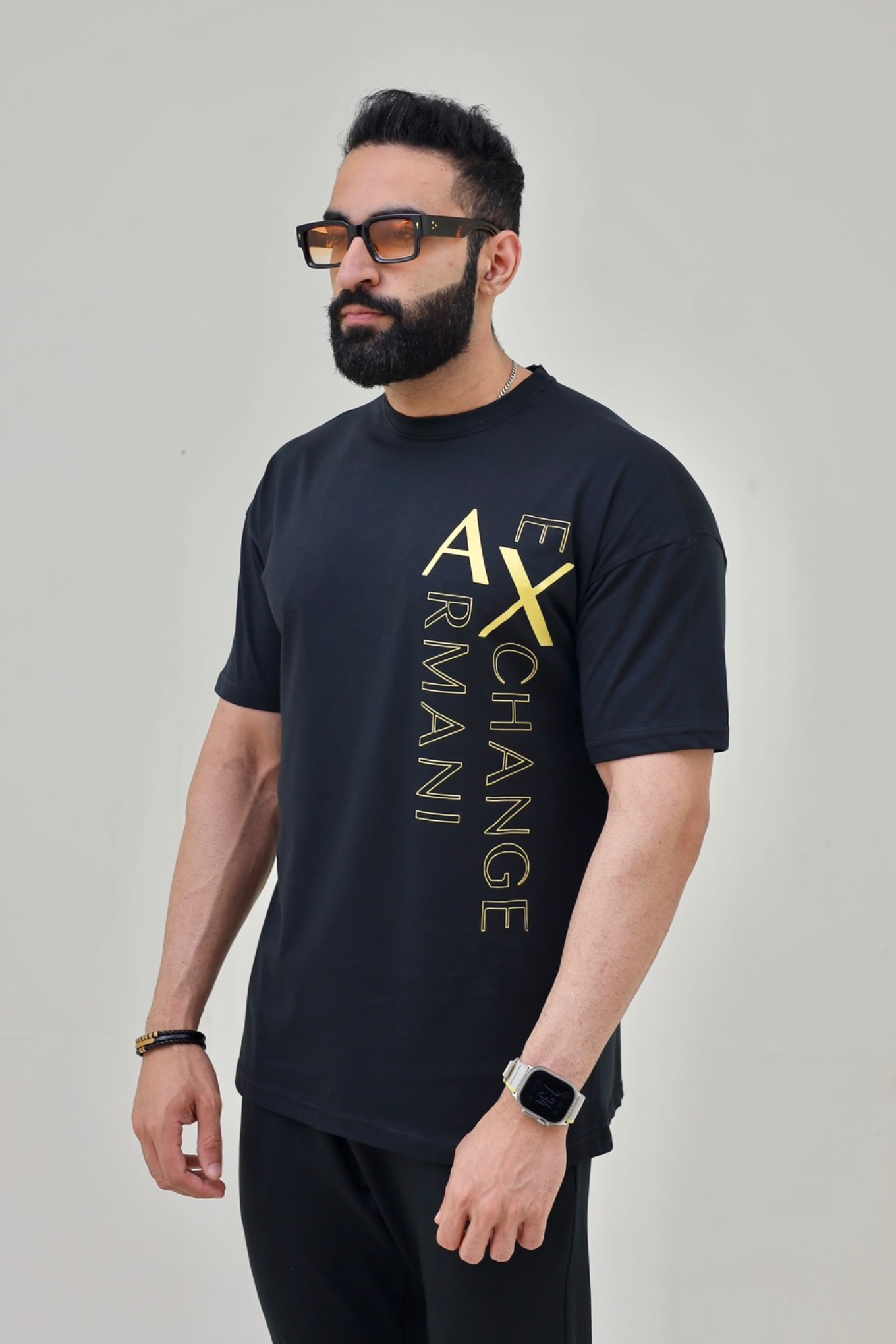 AX Drop Shoulder T-Shirt - Gold Print