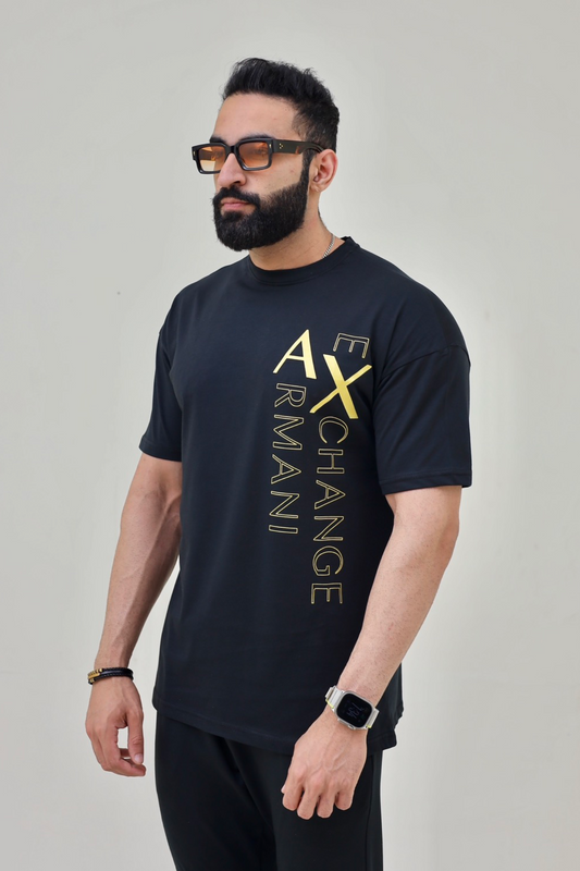 AX Drop Shoulder T-Shirt - Gold Print