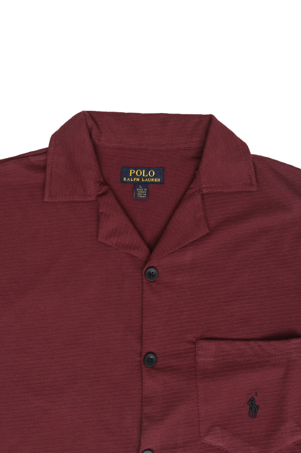 Men’s R-L Cuban Collar Shirt – Textured - Maroon