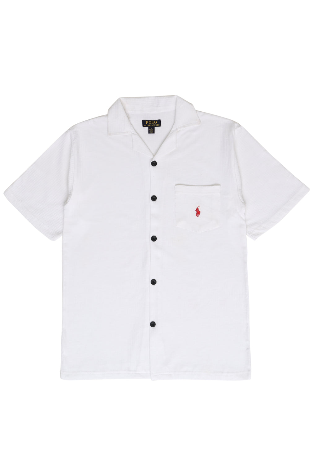 Men’s R-L Cuban Collar Shirt – Textured - White