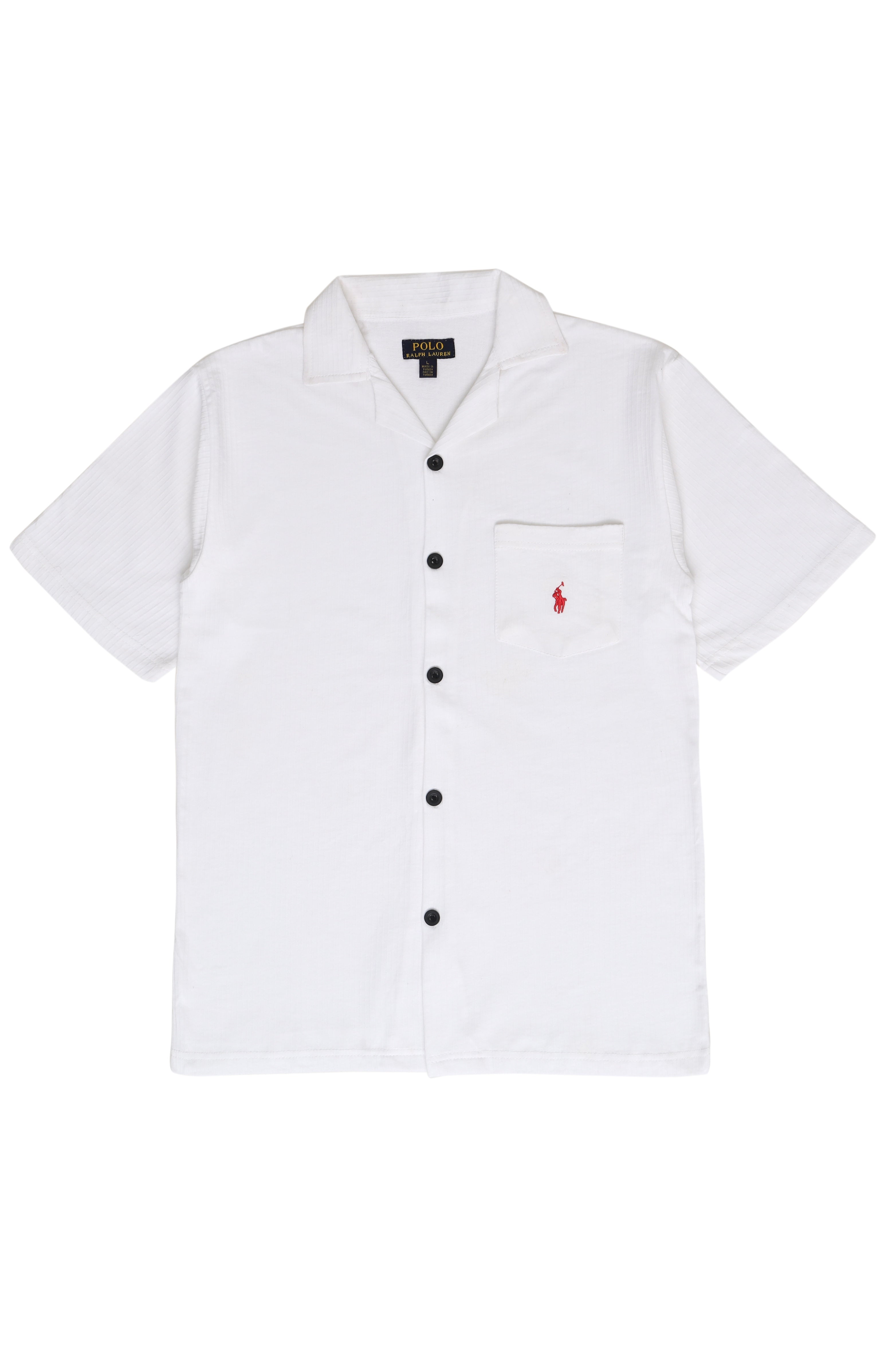 Men’s R-L Cuban Collar Shirt – Textured - White