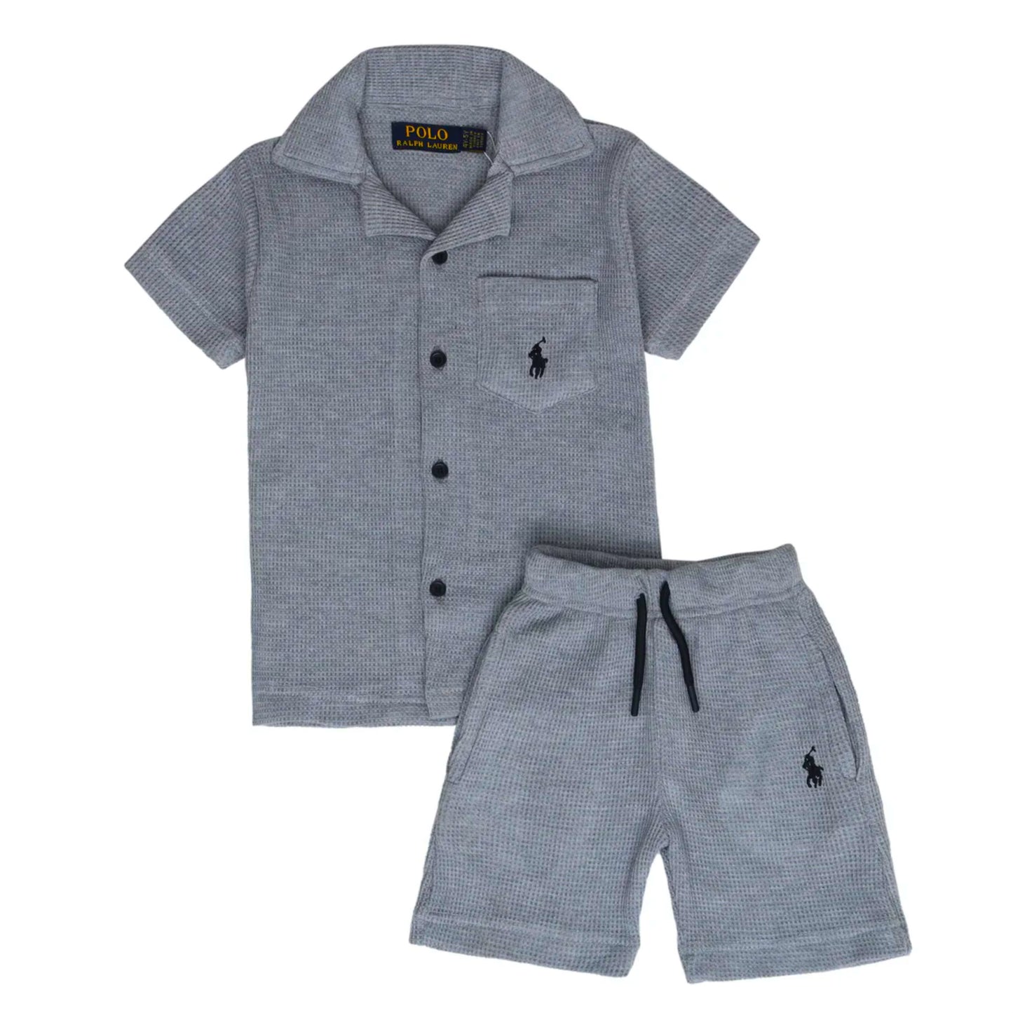RL - Kids Twinsets Waffle Textured - Heather Grey
