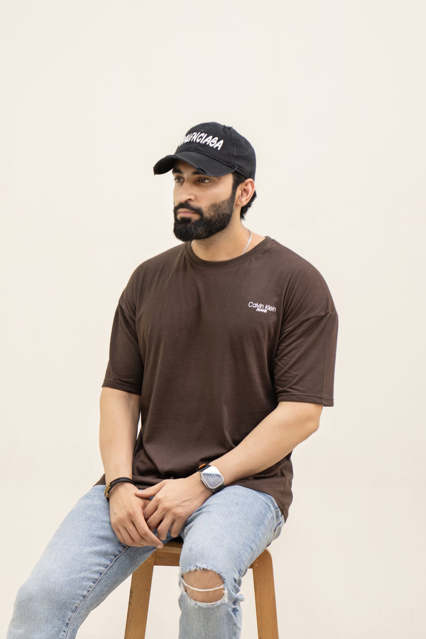 CK Drop Shoulder T-Shirt - Brown