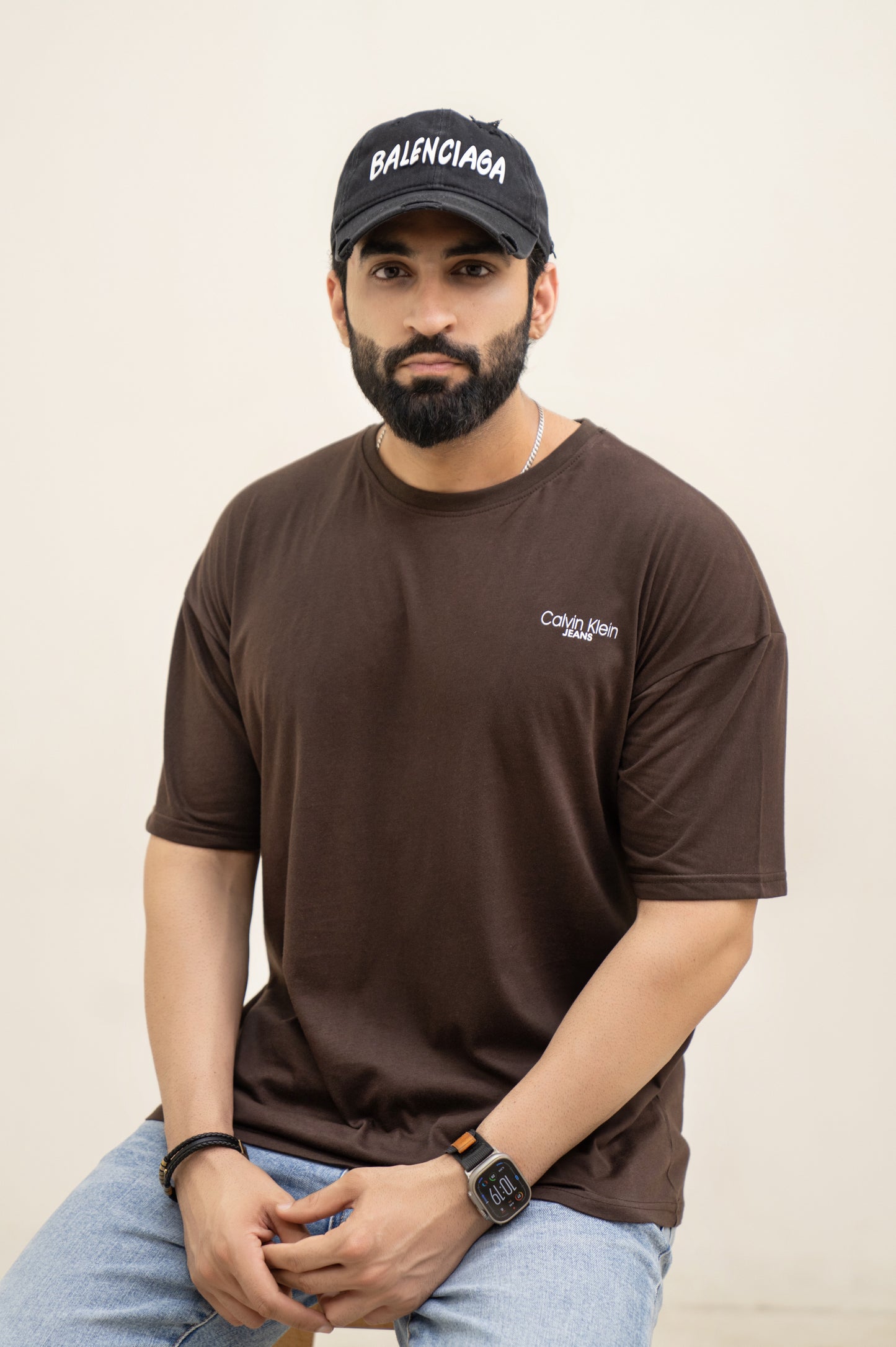 CK Drop Shoulder T-Shirt - Brown