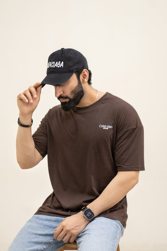 CK Drop Shoulder T-Shirt - Brown