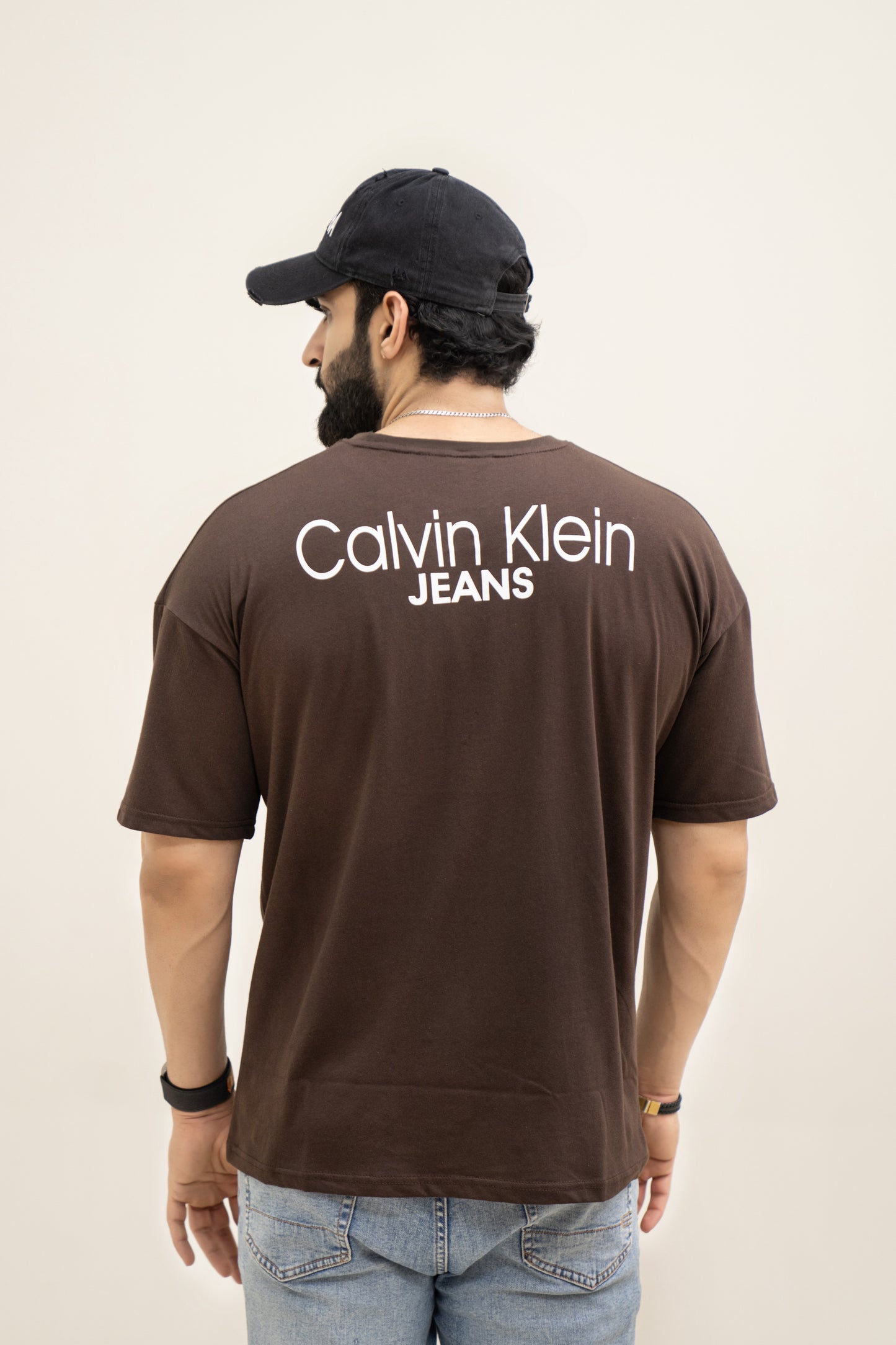 CK Drop Shoulder T-Shirt - Brown