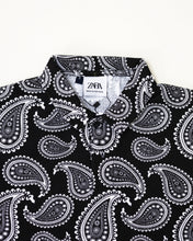 ZRA Waffle Textured Polo Shirt - Bandana Print Black