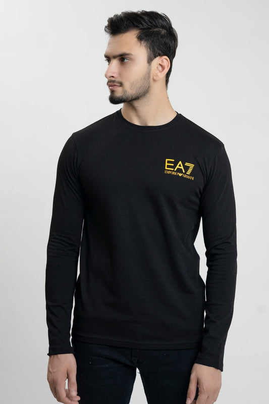 Long Sleeves T-Shirt Gold Print - Black