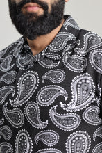 ZRA Waffle Textured Polo Shirt - Bandana Print Black