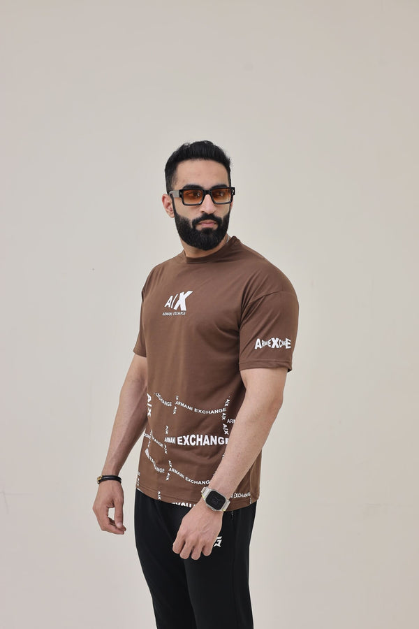 AX Drop Shoulder T-Shirt - Brown