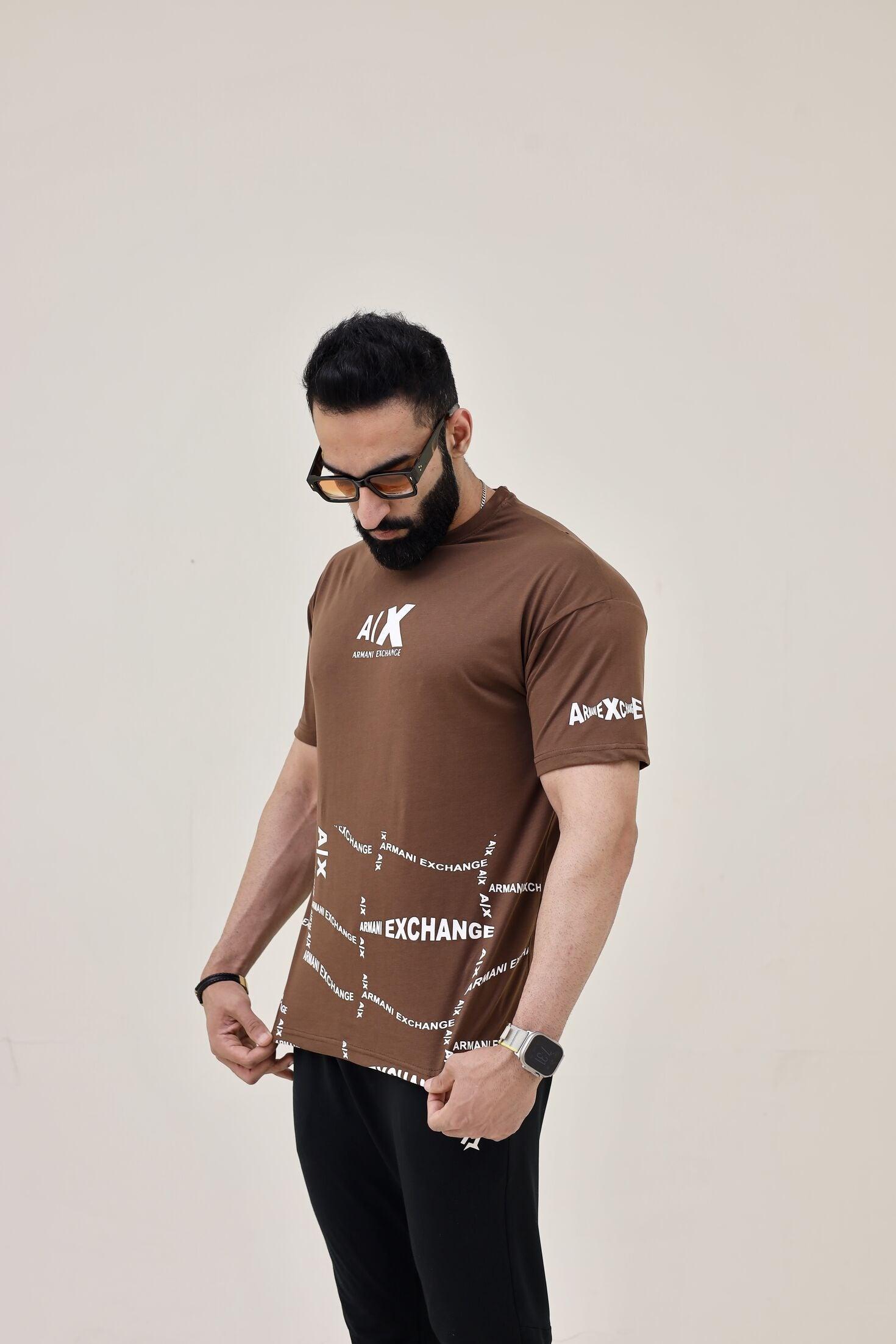AX Drop Shoulder T-Shirt - Brown