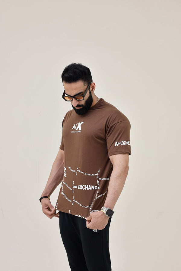 AX Drop Shoulder T-Shirt - Brown