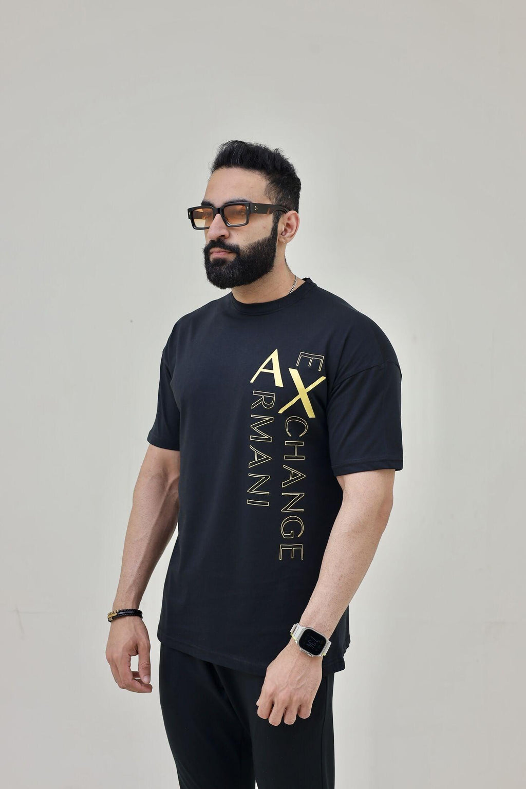 AX Drop Shoulder T-Shirt - Gold Print