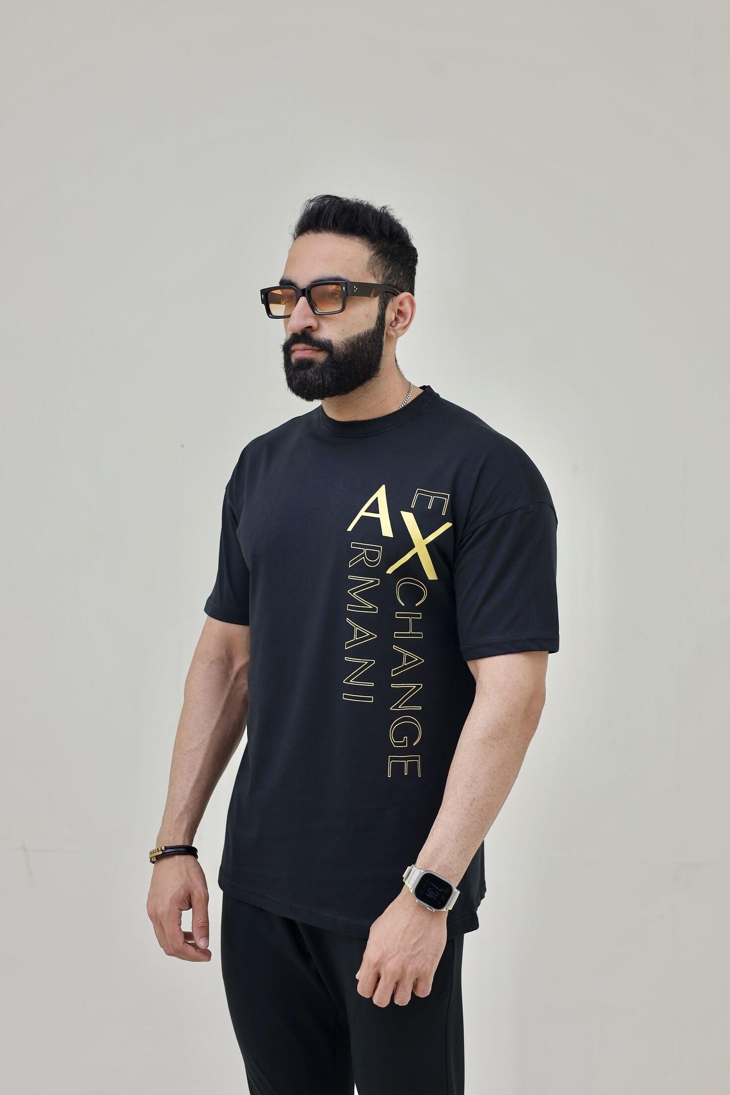 AX Drop Shoulder T-Shirt - Gold Print