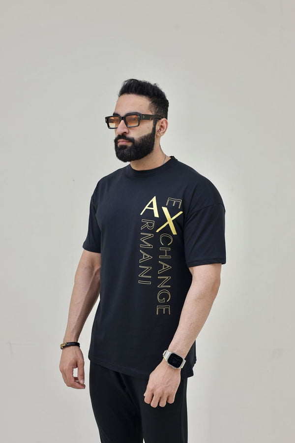 AX Drop Shoulder T-Shirt - Gold Print