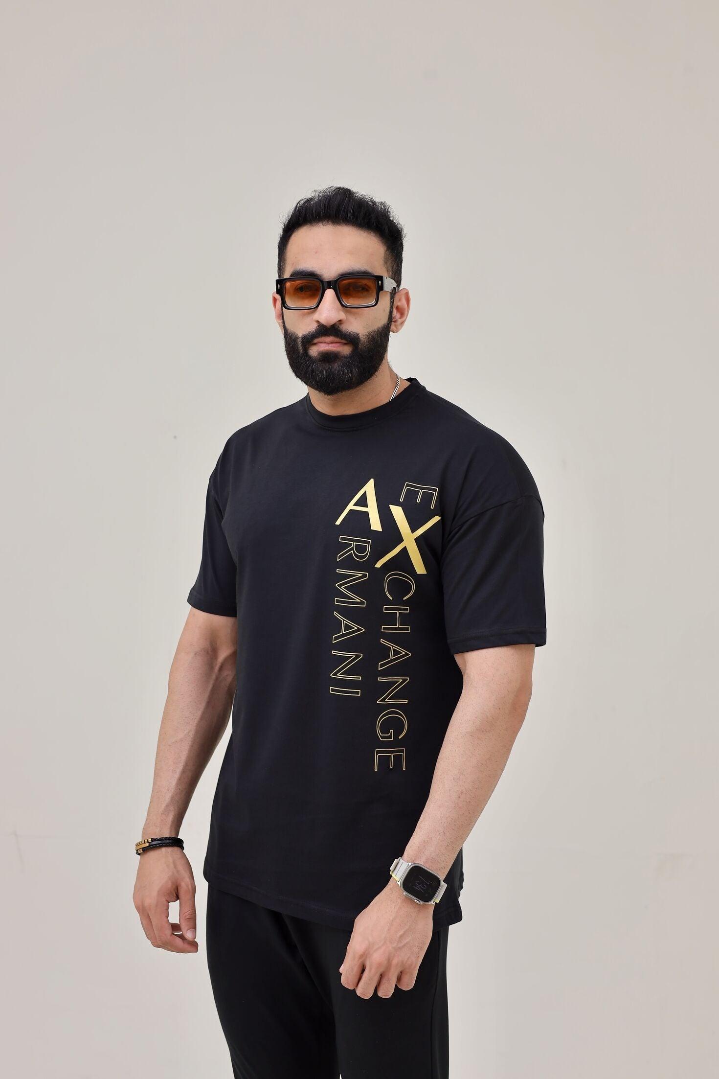 AX Drop Shoulder T-Shirt - Gold Print