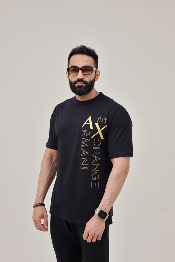 AX Drop Shoulder T-Shirt - Gold Print