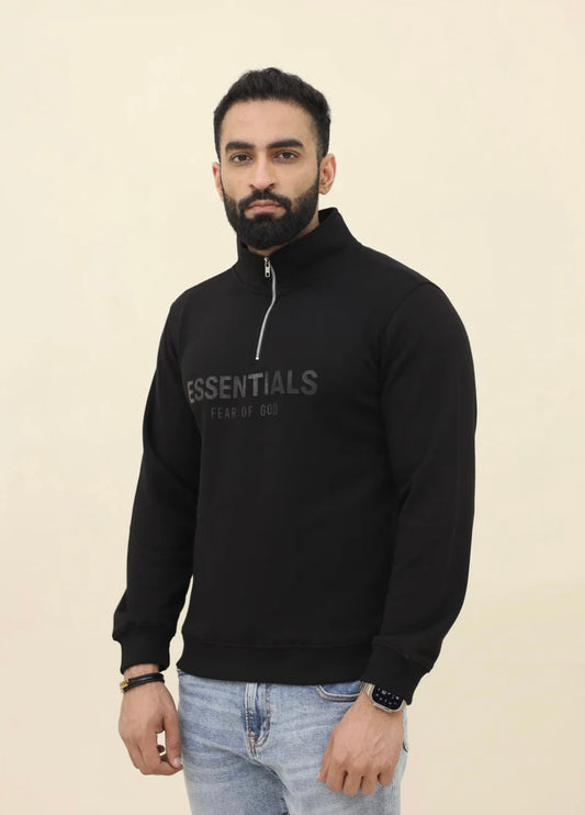 Essential Mock neck zipper - Black