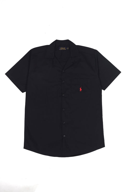 Men's R-L Cuban Collar Shirt – Black