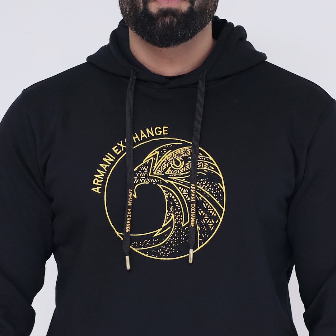 AX Hoodie Eagle Embroidery - Black